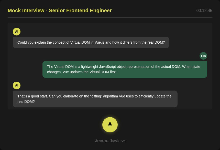 Mock Interview Interface Example